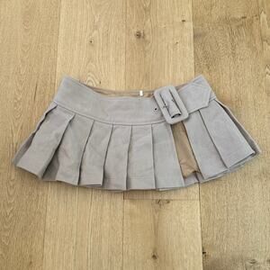 Are You Am I Mini Skirt Pleated Wool Kess Size 0 Cream Beige
